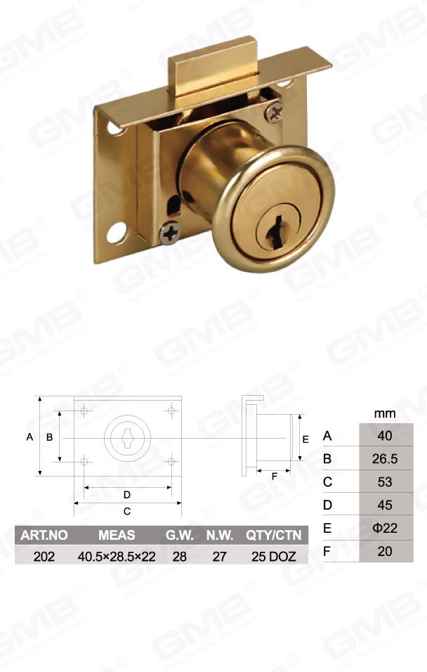 Serrure de tiroir en alliage de zinc de haute qualit&eacute;, porte d'armoire et tiroir de bureau de meubles (203)