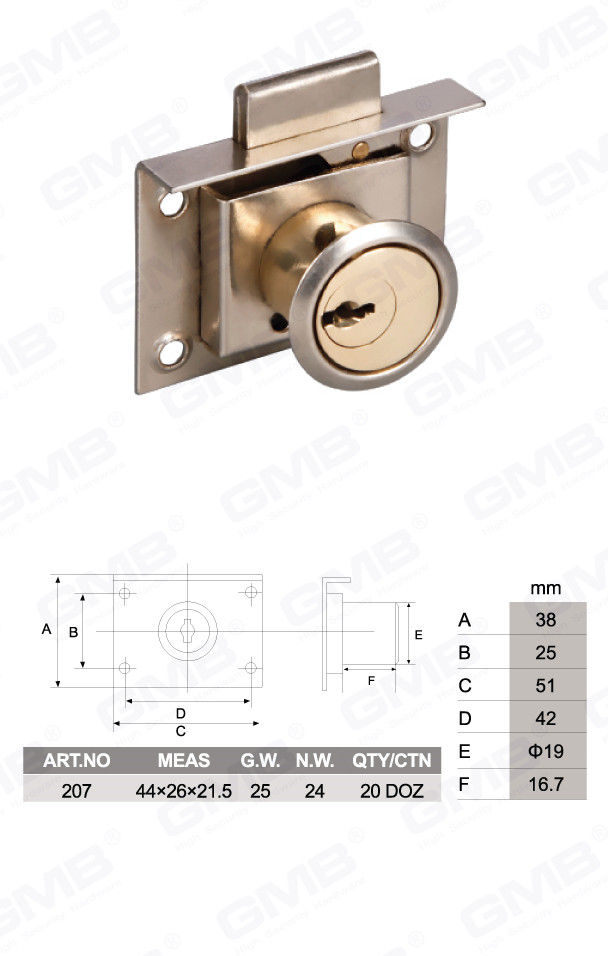 Serrure de tiroir en alliage de zinc de haute qualit&eacute;, porte d'armoire et tiroir de bureau de meubles (208)