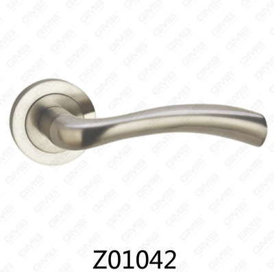 Poignée de porte en aluminium en alliage de zinc et rosette avec rosette ronde (Z01042)