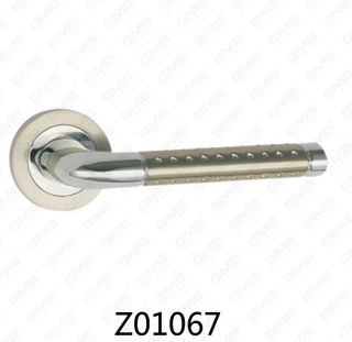 Poignée de porte en aluminium en alliage de zinc et rosace en zamak avec rosace ronde (Z01067)