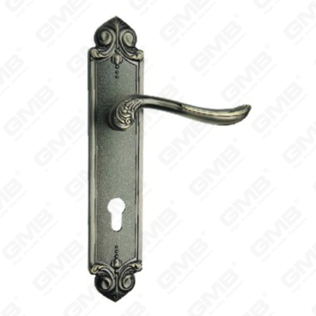 Poignée de porte Poignée de quincaillerie de porte en bois Poignée de porte sur plaque pour serrure à mortaise par poignée de plaque de porte en alliage de zinc ou en acier (ZL927-Z78-DAB)