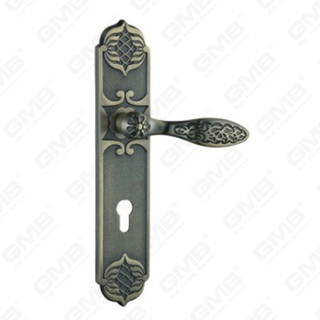 Poignée de porte Tirer la manche de porte en bois Handle de verrouillage Poignée de porte de porte sur plaque pour la mousse de serrure à mortaise par alliage de zinc ou poignée de plaque de porte en acier (ZL961-Z92-Dab)