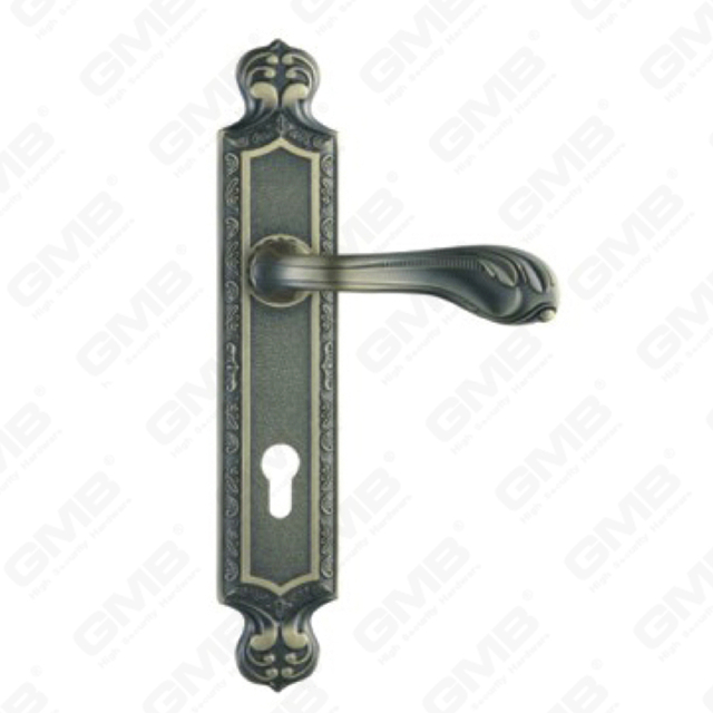 Poignée de porte Poignée de quincaillerie de porte en bois Serrure de poignée de porte sur plaque pour serrure à mortaise par poignée de plaque de porte en alliage de zinc ou en acier (ZL962-Z90-DAB)