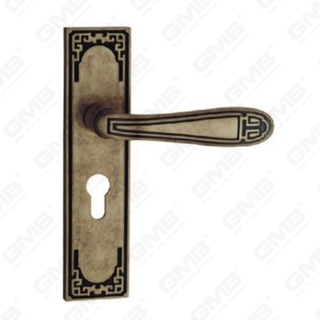 Poignée de porte Tirer la poignée de la quincaillerie de porte en bois Handle de verrouillage Handle de porte sur plaque pour mousse de serrure à mortaise par alliage de zinc ou poignée de plaque de porte en acier (ZM615-E05-DHB)