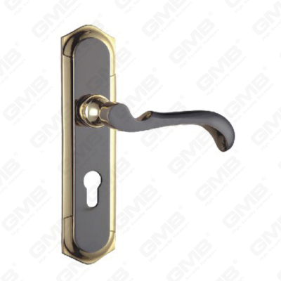 Poignée de porte Tirer la manche de porte en bois Handle de verrouillage Poignée de porte de porte sur plaque pour la mousse de serrure à mortaise par alliage de zinc ou poignée de plaque de porte en acier (ZM59008-hg)