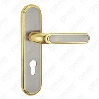 Poignée de porte Tirer la manche de porte en bois Handle de verrouillage Poignée de porte de verrouillage sur plaque pour la mousse de verrouillage par alliage zinc ou poignée de plaque de porte en acier (ZM46086-SN GPB)