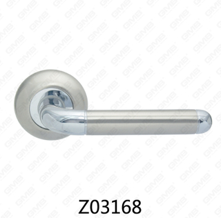 Poignée de porte en aluminium en alliage de zinc et rosette avec rosette ronde (Z02168)