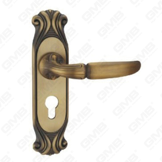 Poignée de porte Tirer la manche de porte en bois Handle de verrouillage Poignée de porte de porte sur plaque pour mousse de serrure à mortaise par alliage de zinc ou poignée de plaque de porte en acier (ZM63101-DYB)