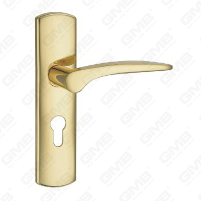 Poignée de porte Tirer la manche de porte en bois Handle de verrouillage de verrouillage Poignée de porte sur plaque pour mousse de serrure à mortaise par alliage de zinc ou poignée de plaque de porte en acier (ZM60117-GPB)