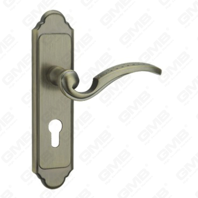 Poignée de porte Poignée de quincaillerie de porte en bois Poignée de porte sur plaque pour serrure à mortaise par poignée de plaque de porte en alliage de zinc ou en acier (CM588-C33-DAB)