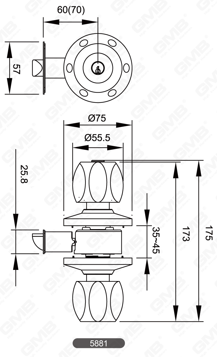 05 Serrure &agrave; bouton cylindrique s&eacute;rie-20