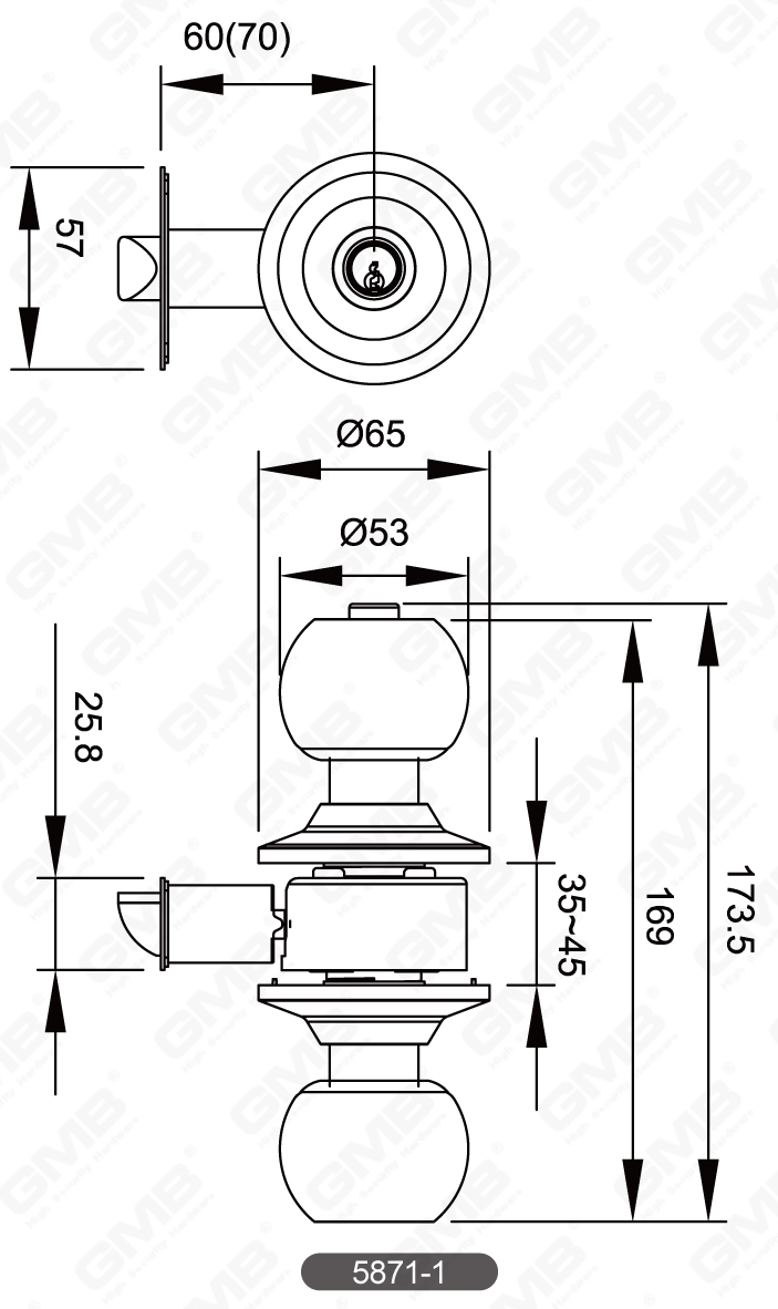 05 Serrure &agrave; bouton cylindrique s&eacute;rie-14
