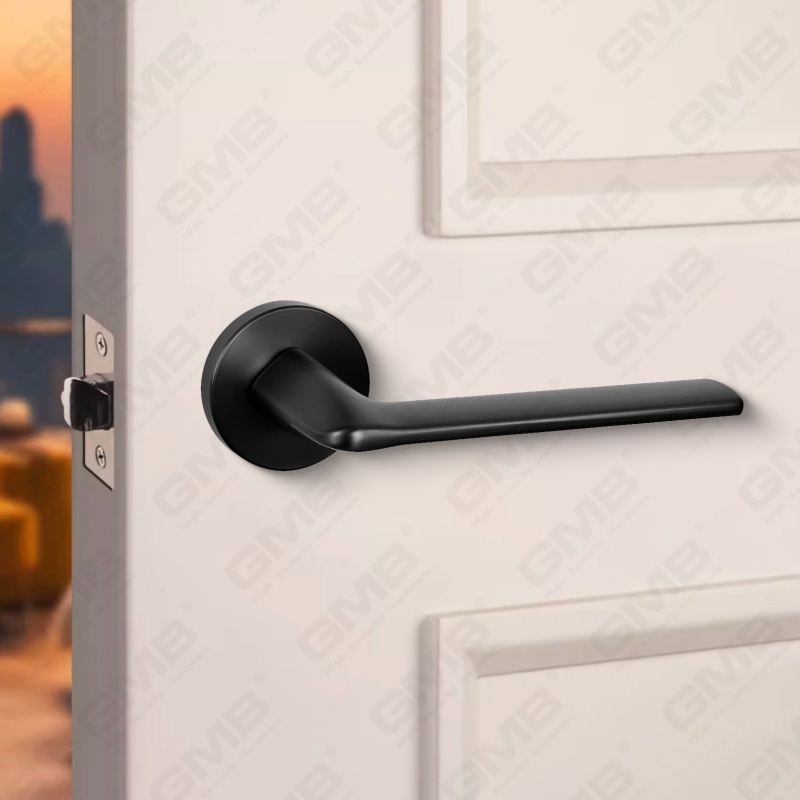 Poignée de serrure de porte fendue en alliage de zinc solide et moderne sur rosace ronde (Z062408)