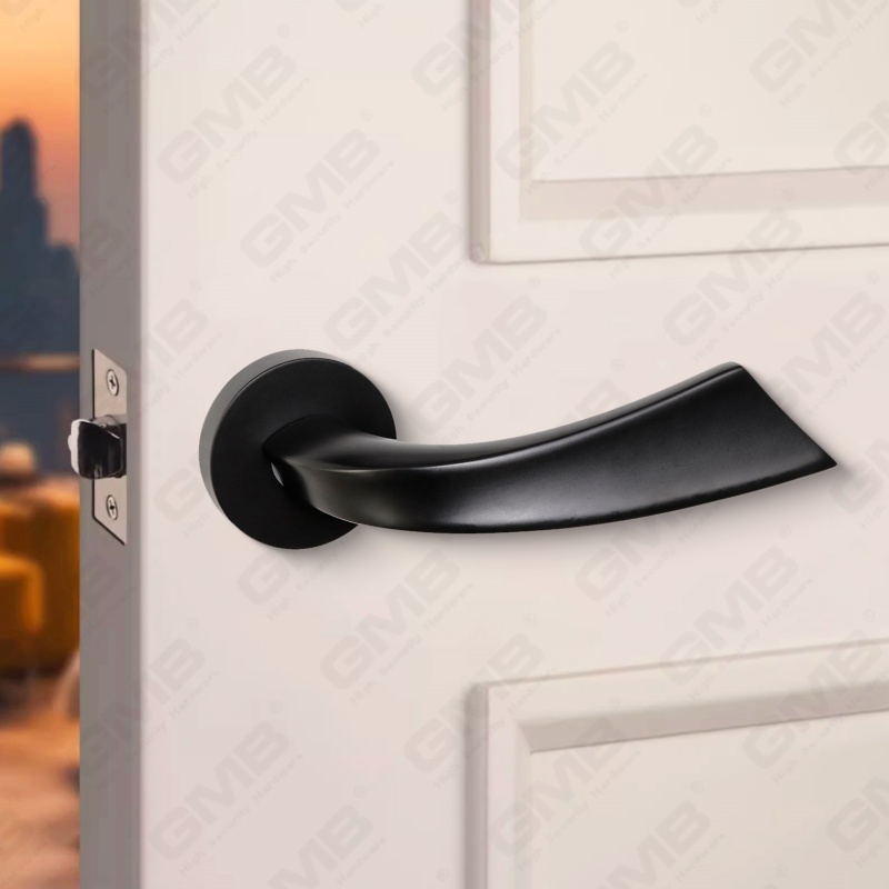 Poignée de serrure de porte fendue en alliage de zinc solide et moderne sur rosace ronde (Z062417)