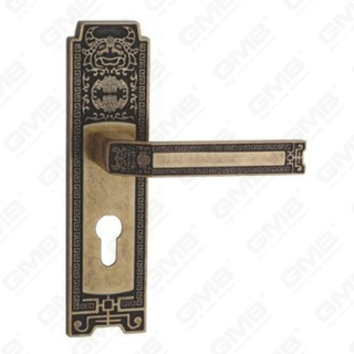 Poignée de porte Tirer la manche de porte en bois Handle de verrouillage Poignée de porte de verrou sur plaque pour mousse de mortelle par alliage de zinc ou poignée de plaque de porte en acier (ZM632B32-DHB)