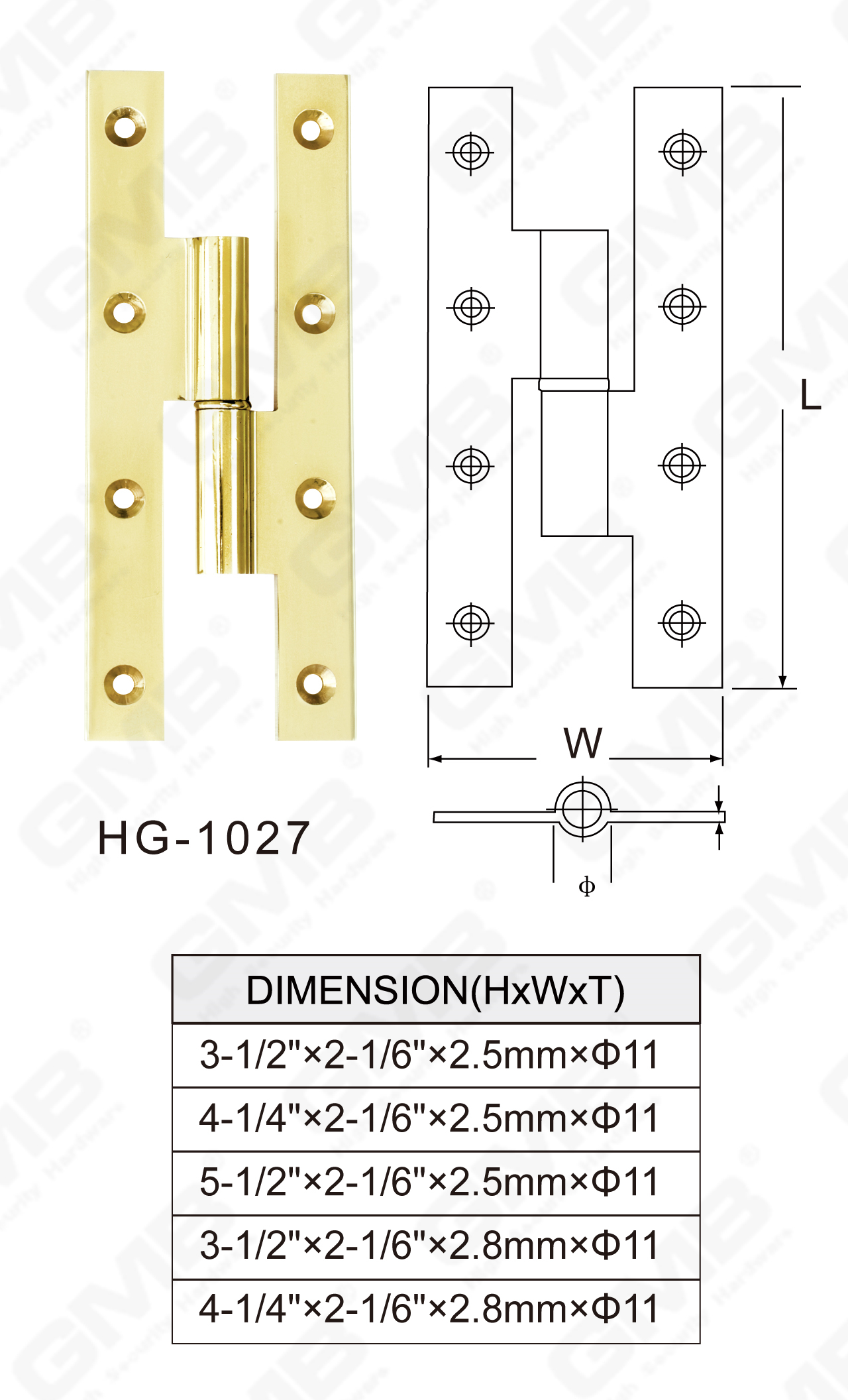 Charni&egrave;re en laiton Series_HG-1027-59