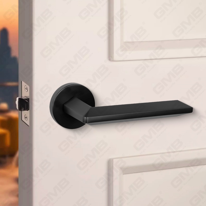 Poignée de serrure de porte fendue en alliage de zinc solide et moderne sur rosace ronde (Z062406)