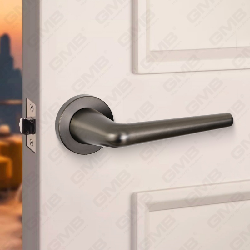 Poignée de serrure de porte fendue en alliage de zinc solide et moderne sur rosace ronde (Z062405)