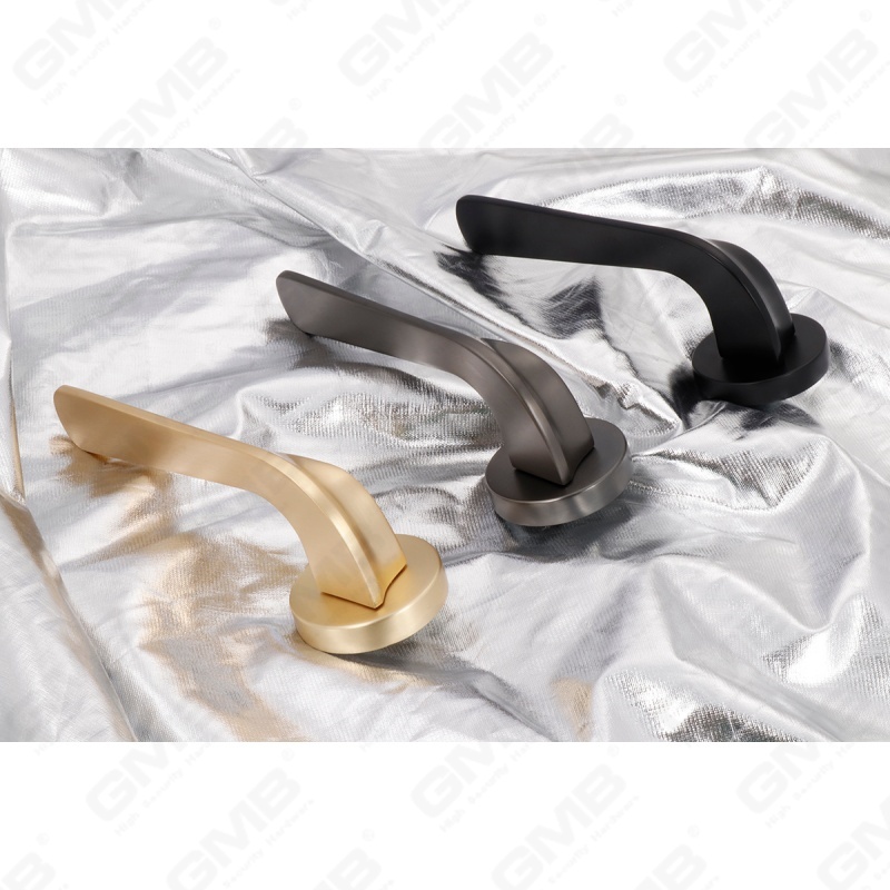 Poignée de serrure de porte fendue en alliage de zinc solide et moderne sur rosace ronde (Z062402)