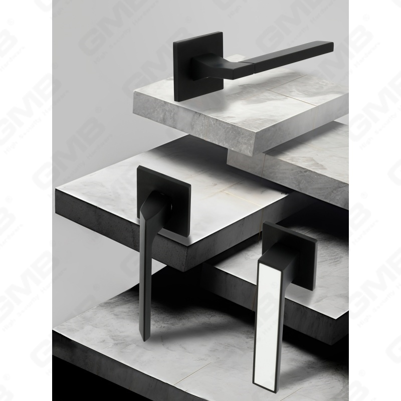 Nouvelle poignée de porte en aluminium de décoration de maison moderne sur rosace ronde