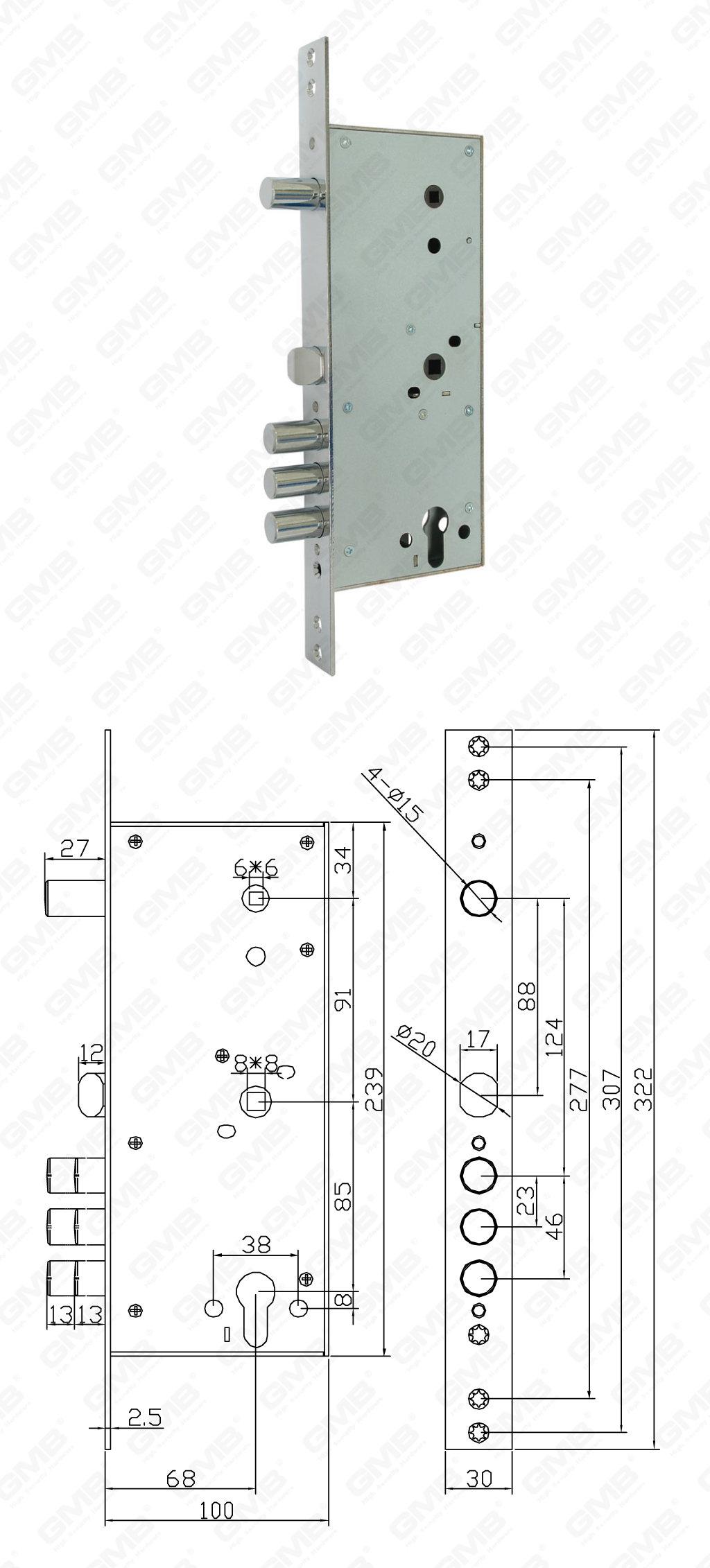 01 Serrure &agrave; mortaiser haute s&eacute;curit&eacute;_262RL-C-44