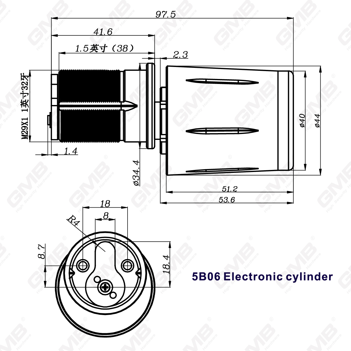 Haute sécurité multi-unil bloqués IP67 WiFi Digital Radichable Profil Smart Electronic Door Lock Cylinder (5B06)