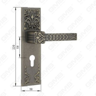 Poignée de porte Tirer la manche de porte en bois Handle de verrouillage Poignée de porte de porte sur plaque pour la mousse de serrure à mortaise par alliage de zinc ou poignée de plaque de porte en acier (CM750-C12-Dab)