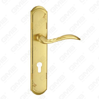 Poignée de porte Tirer la poignée de la quincaillerie de porte en bois Handle de verrouillage Poignée de porte sur plaque pour mousse de mortelle par alliage zinc ou poignée de plaque de porte en acier (ZL93238-GSB & GPB)