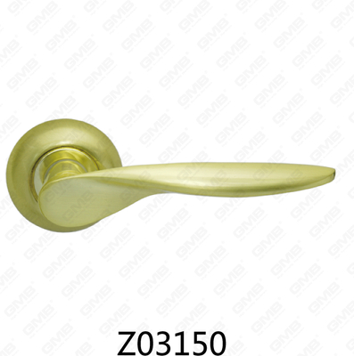 Poignée de porte en aluminium en alliage de zinc et rosace en zamak avec rosace ronde (Z02150)