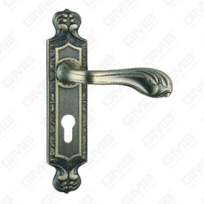 Poignée de porte Tirer la manche de porte en bois Handle de verrouillage Poignée de porte de porte sur plaque pour la mousse de serrure à mortaise par alliage de zinc ou poignée de plaque de porte en acier (ZM46290-Dab)