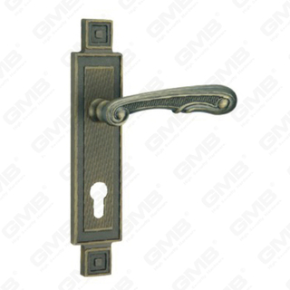 Poignée de porte Tirer la manche de porte en bois Handle de verrouillage Poignée de porte de porte sur plaque pour la mousse de serrure à mortaise par alliage de zinc ou poignée de plaque de porte en acier (ZM858-Z103-Dab)