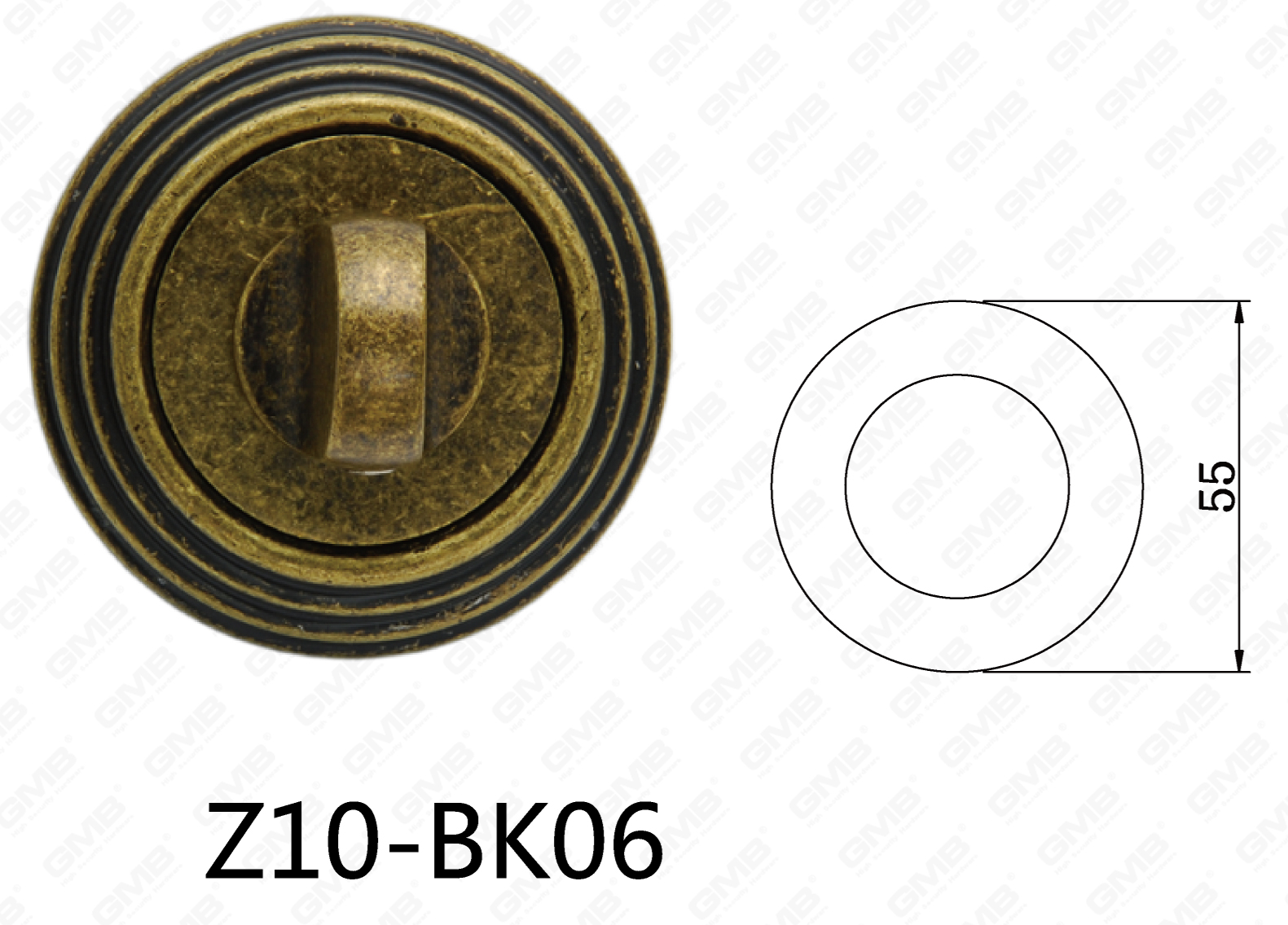 Poignée de porte en aluminium en alliage de zinc Zamak Écusson rond (Z10-BK06)