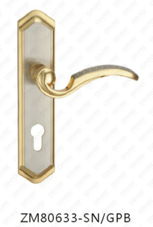 Poignée de porte Tirer la manche de porte en bois Handle de verrouillage Poignée de porte de verrou sur plaque pour mousse de mortelle par alliage zinc ou poignée de plaque de porte en acier (ZM80633-SN & GPB)