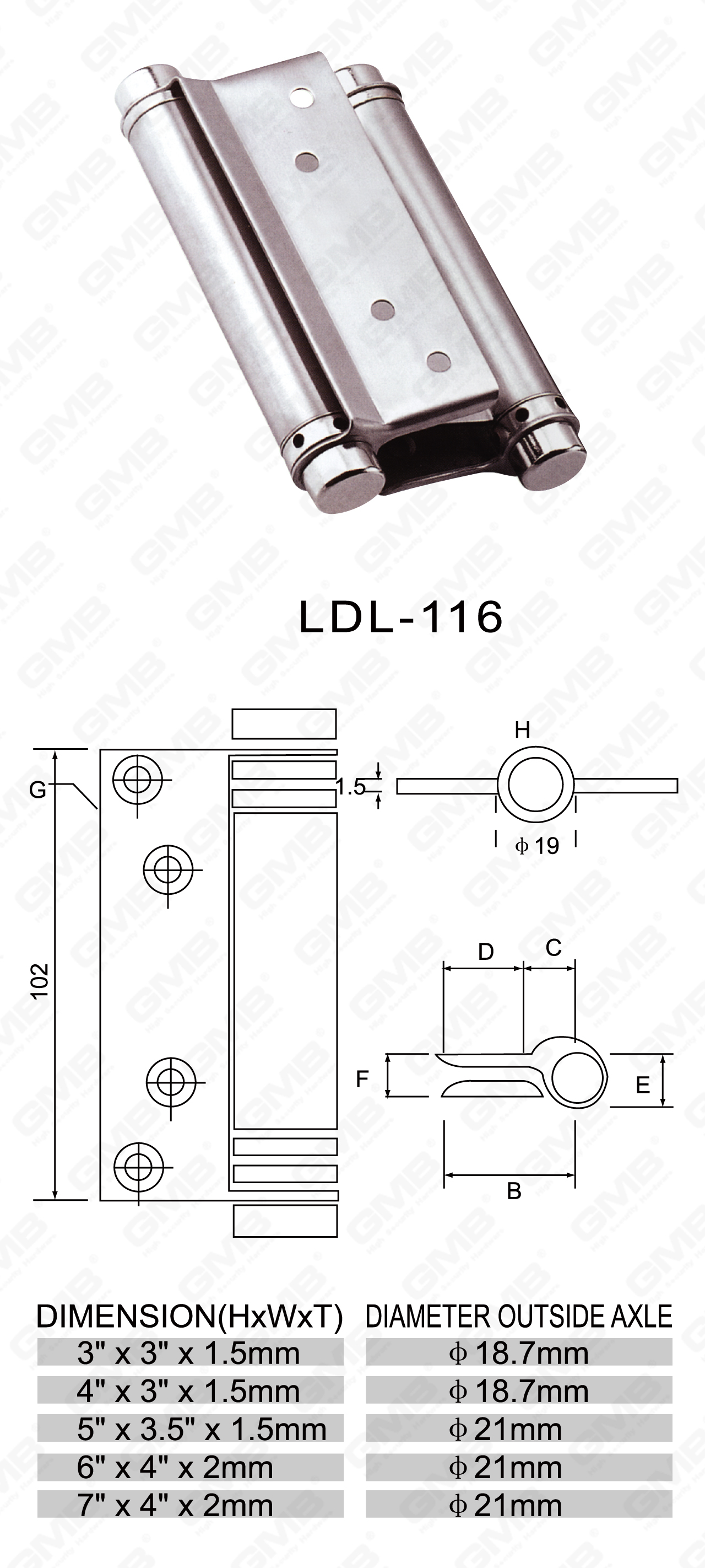 Charni&egrave;re en acier inoxydable Series_LDL-116-43