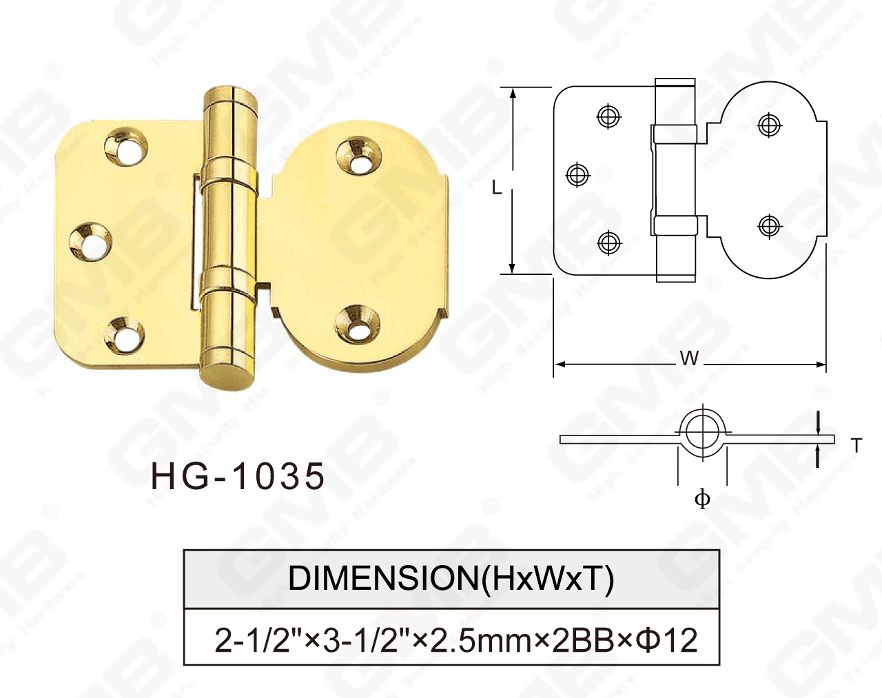 Charni&egrave;re en laiton Series_HG-1035-75