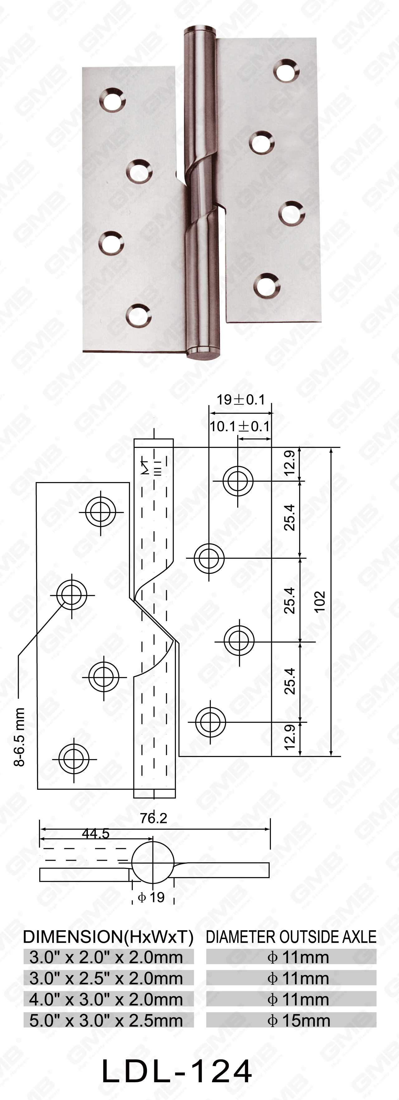 Charni&egrave;re en acier inoxydable Series_LDL-124-59