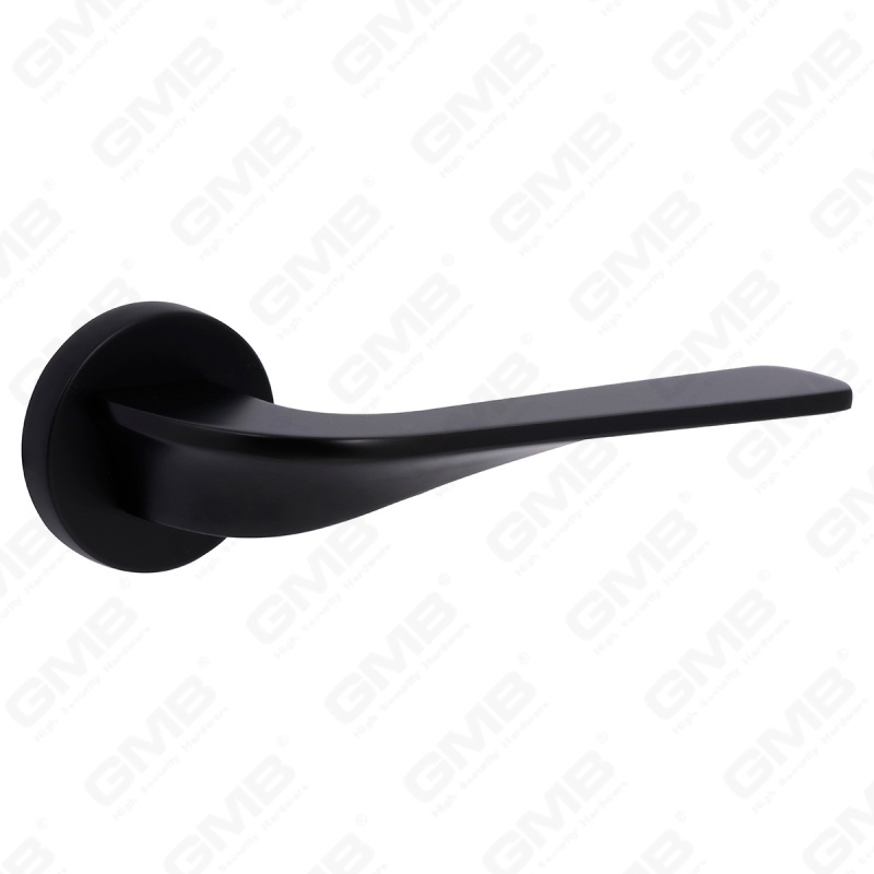 Poignée de serrure de porte fendue en alliage de zinc solide et moderne sur rosace ronde (Z062402)