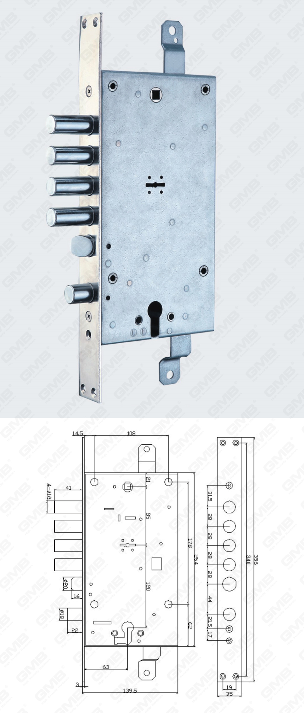01 Haute Sécurité Mortise Lock_204-22