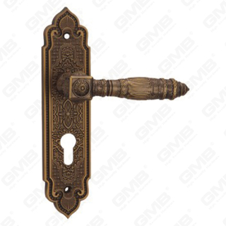 Poignée de porte Tirer la poignée de la quincaillerie de porte en bois Handle de verrouillage Poignée de porte sur plaque pour mousse de serrure à mortaise par alliage de zinc ou poignée de plaque de porte en acier (CM595-C116-DYB)
