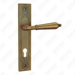 Poignée de porte Tirer la poignée de la quincaillerie de porte en bois Handle de verrouillage Poignée de porte sur assiette pour la mousse de serrure à mortaise par alliage de zinc ou poignée de plaque de porte en acier (E718-E01-DYB)