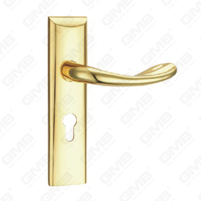 Poignée de porte Tirer la manche de porte en bois Handle de verrouillage Poignée de porte de porte sur plaque pour la mousse de serrure à mortaise par alliage de zinc ou poignée de plaque de porte en acier (TM400666-GPB)