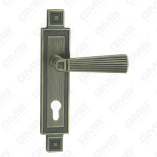 Poignée de porte Tirer la manche de porte en bois Handle de verrouillage Poignée de porte de verrou sur plaque pour mousse de mortelle par alliage de zinc ou poignée de plaque de porte en acier (ZM858B40-Dab)