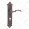 Poignée de porte Poignée de quincaillerie de porte en bois Serrure de poignée de porte sur plaque pour serrure à mortaise par poignée de plaque de porte en alliage de zinc ou en acier (ZL966113-DAC)