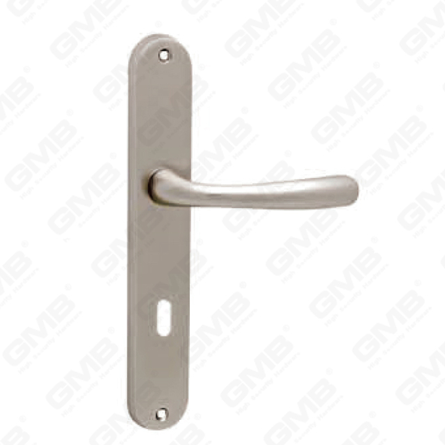 Poignée de porte Poignée de quincaillerie de porte en bois Poignée de porte sur plaque pour serrure à mortaise par poignée de plaque de porte en alliage de zinc ou en acier (ZM7KN)