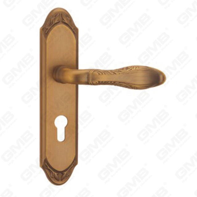 Poignée de porte Poignée de quincaillerie de porte en bois Serrure Poignée de porte sur plaque pour serrure à mortaise par poignée de plaque de porte en alliage de zinc ou en acier (CM577-C42-DYB)