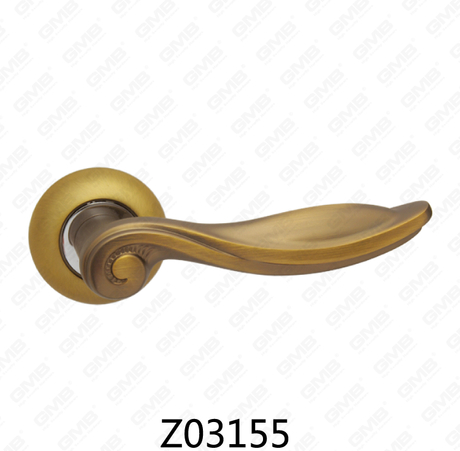 Poignée de porte en aluminium en alliage de zinc et rosace avec rosace ronde (Z02155)