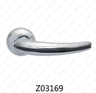 Poignée de porte en aluminium en alliage de zinc et rosace avec rosace ronde (Z02169)
