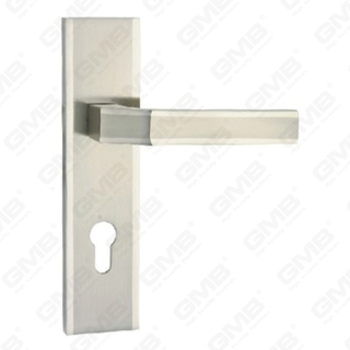 Poignée de porte Tirer la manche de porte en bois Handle de verrouillage Poignée de porte de porte sur plaque pour mousse de serrure à mortaise par alliage de zinc ou poignée de plaque de porte en acier (ZM80802-K)
