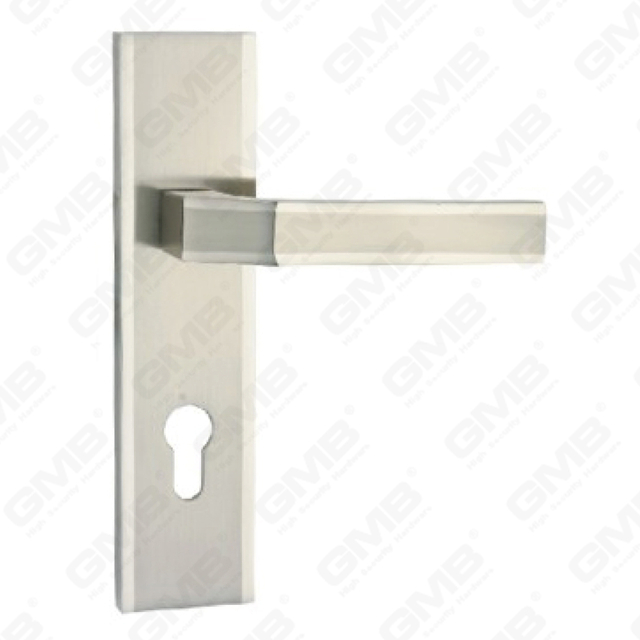 Poignée de porte Poignée de quincaillerie de porte en bois Serrure de poignée de porte sur plaque pour serrure à mortaise par poignée de plaque de porte en alliage de zinc ou en acier (ZM80802-K)