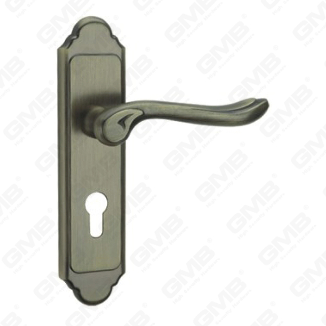 Poignée de porte Poignée de quincaillerie de porte en bois Poignée de porte sur plaque pour serrure à mortaise par poignée de plaque de porte en alliage de zinc ou en acier (CM588-C100-DAB)